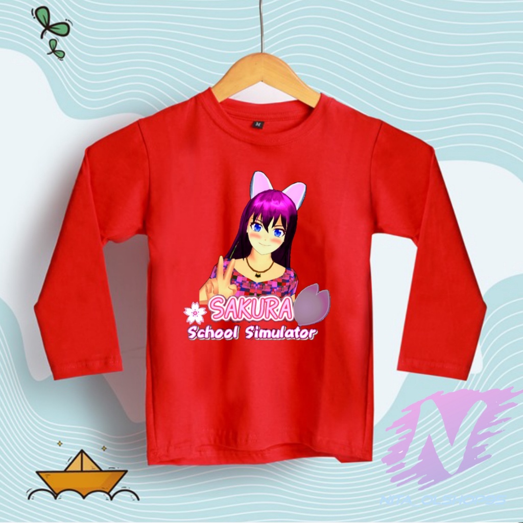 SAKURA SCHOOL SIMULATOR TERBARU kaos anak lengan panjang sakura school simulator baju kaos anak sakura