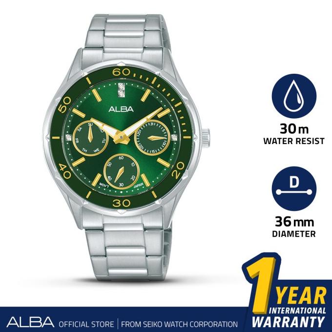 Jam Tangan Alba Wanita Stainless Green Dial AP6701 Original barang ada