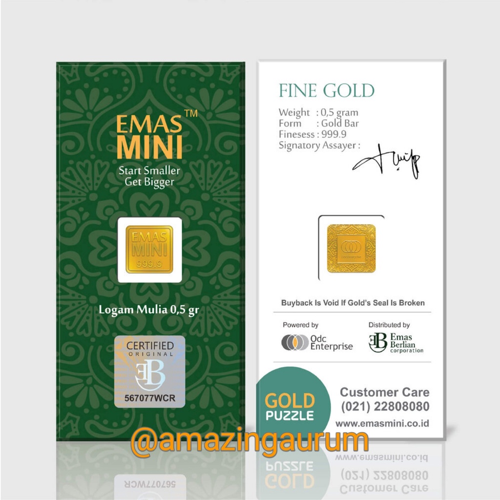 Emas Mini 0,5 gram I 0.5 gram Logam Mulia 24 K untuk Mahar, Hadiah, Souvenir, & Tukar Emas Antam