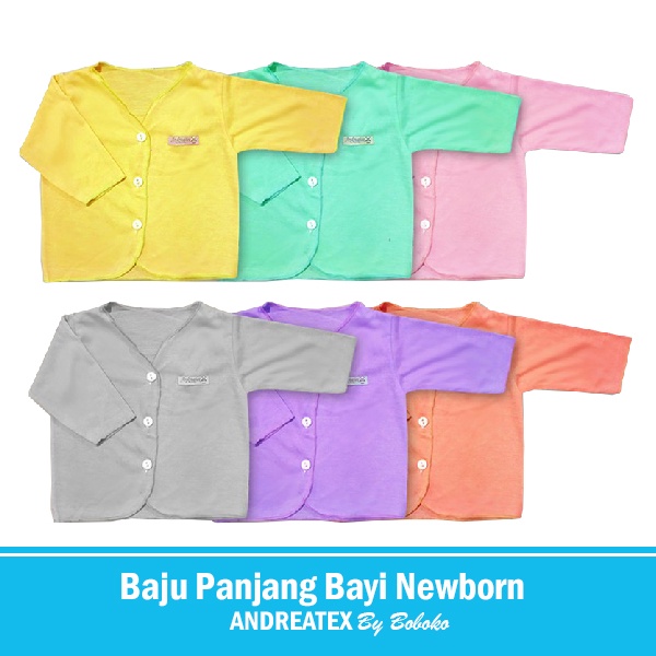 1 Pcs Baju Bayi Newborn Lengan Panjang Boboko Andreatex Random Boy &amp; Girl 0-6 bulan