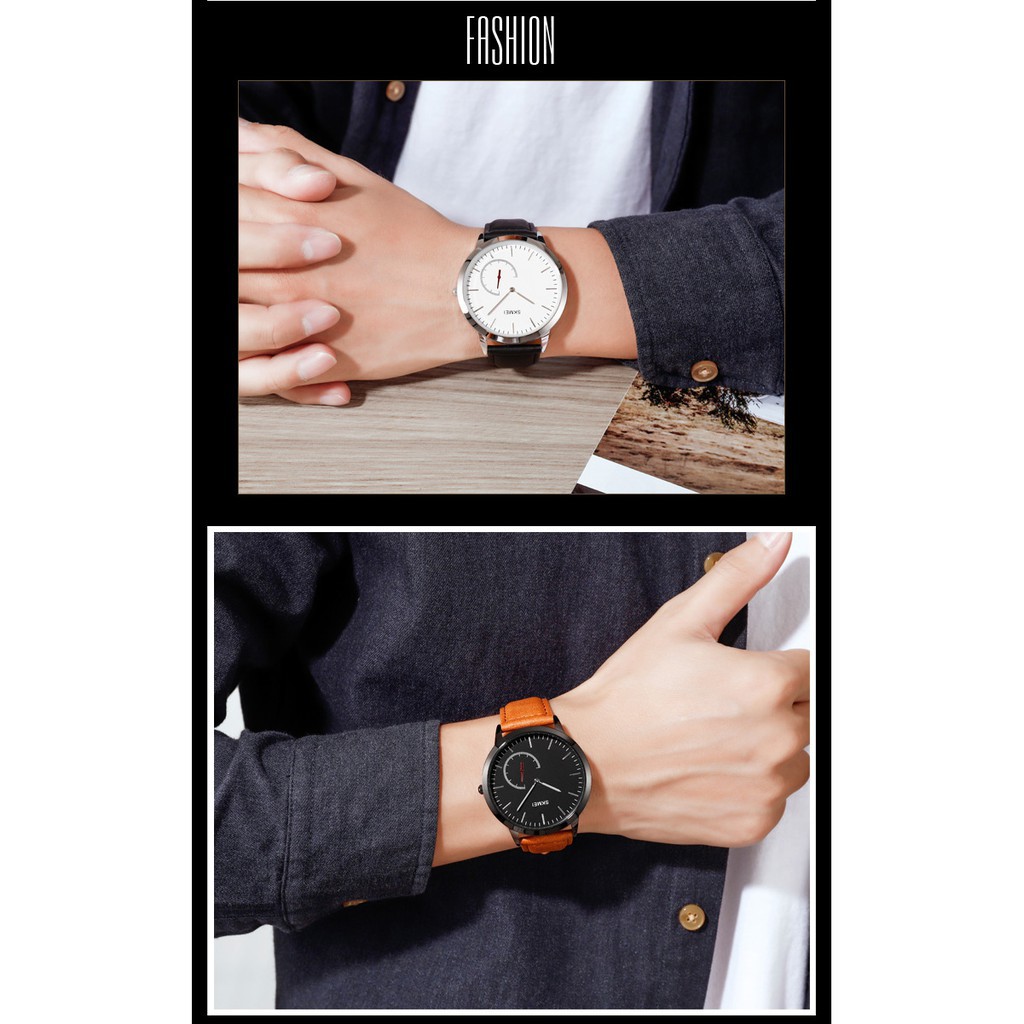 Jam Tangan Pria SKMEI 1676 Casual Mens Watches Male Luxury Leather Strap Quartz Business Watch