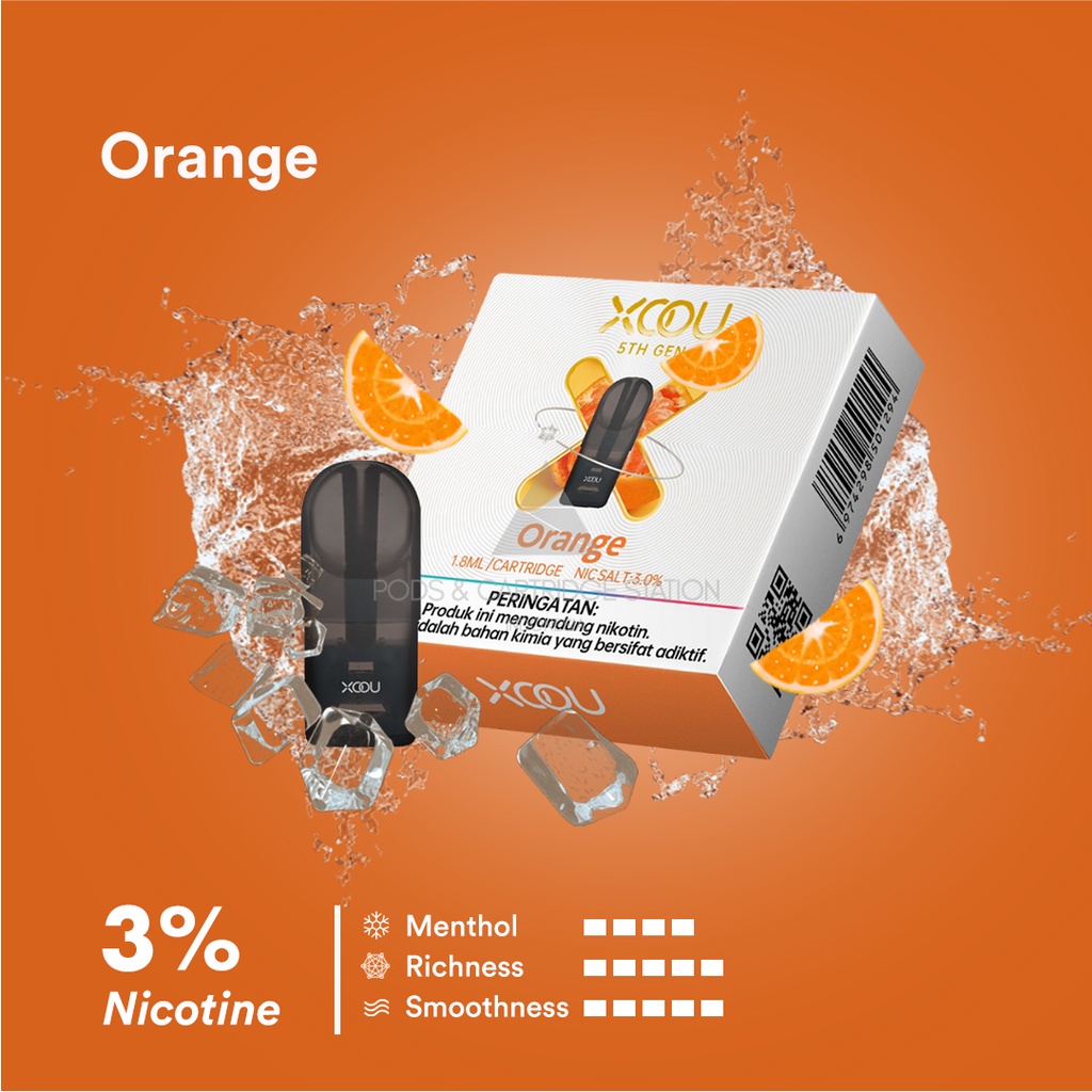 [PNCSID] [RELX COMPATIBLE] XOOU Mint Flavour Pods / Cartridge - Orange