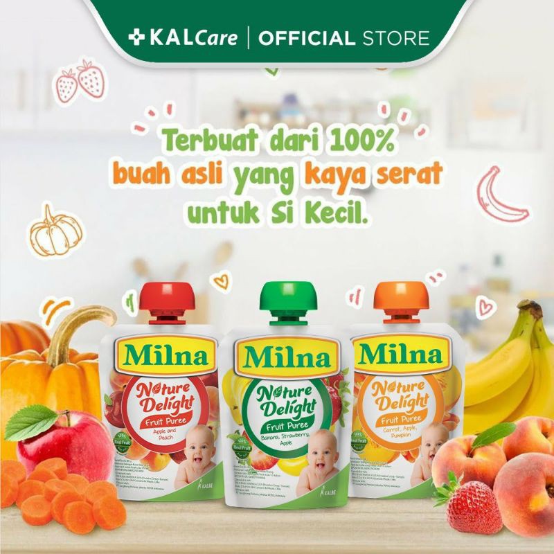 Milna Nature Delight Fruit Puree 80gr / Sari Buah Makanan Bayi