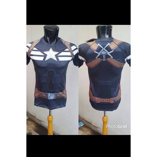 BISA COD KAOS BAJU GYM SUPERHERO CAPTAIN AMERICA AVENGER FITNES FITNESS PRIA