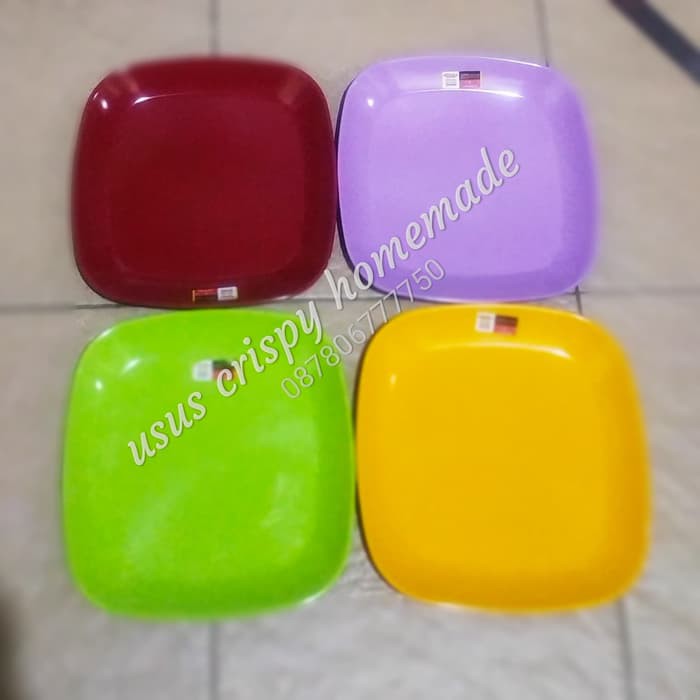 1 lusin piring kotak melamin besar 8" golden dragon