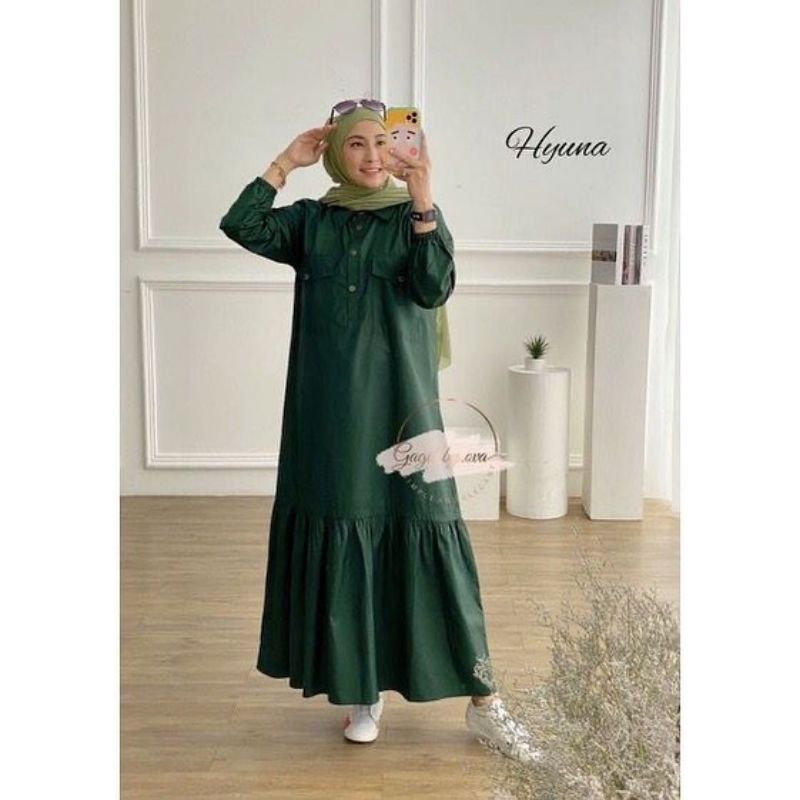 Midi Dress. Dress Muslim. Pakaian Wanita. Fashion Muslim. Fashion Wanita. Midi Dress HYUNA