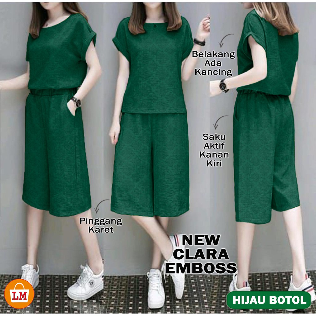 TERMURAH TERLARIS Baju Setelan Wanita Celana Tanggung SET NEW CLARA TERBARU LMS 14847 14851