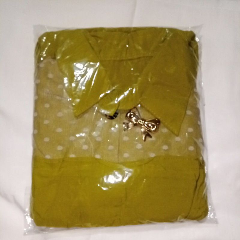 DASTER ARAB ZEMA | RAYON SUPER GRADE A | RESLETING DEPAN BUSUI | RENDA MILO-Dotty kuning
