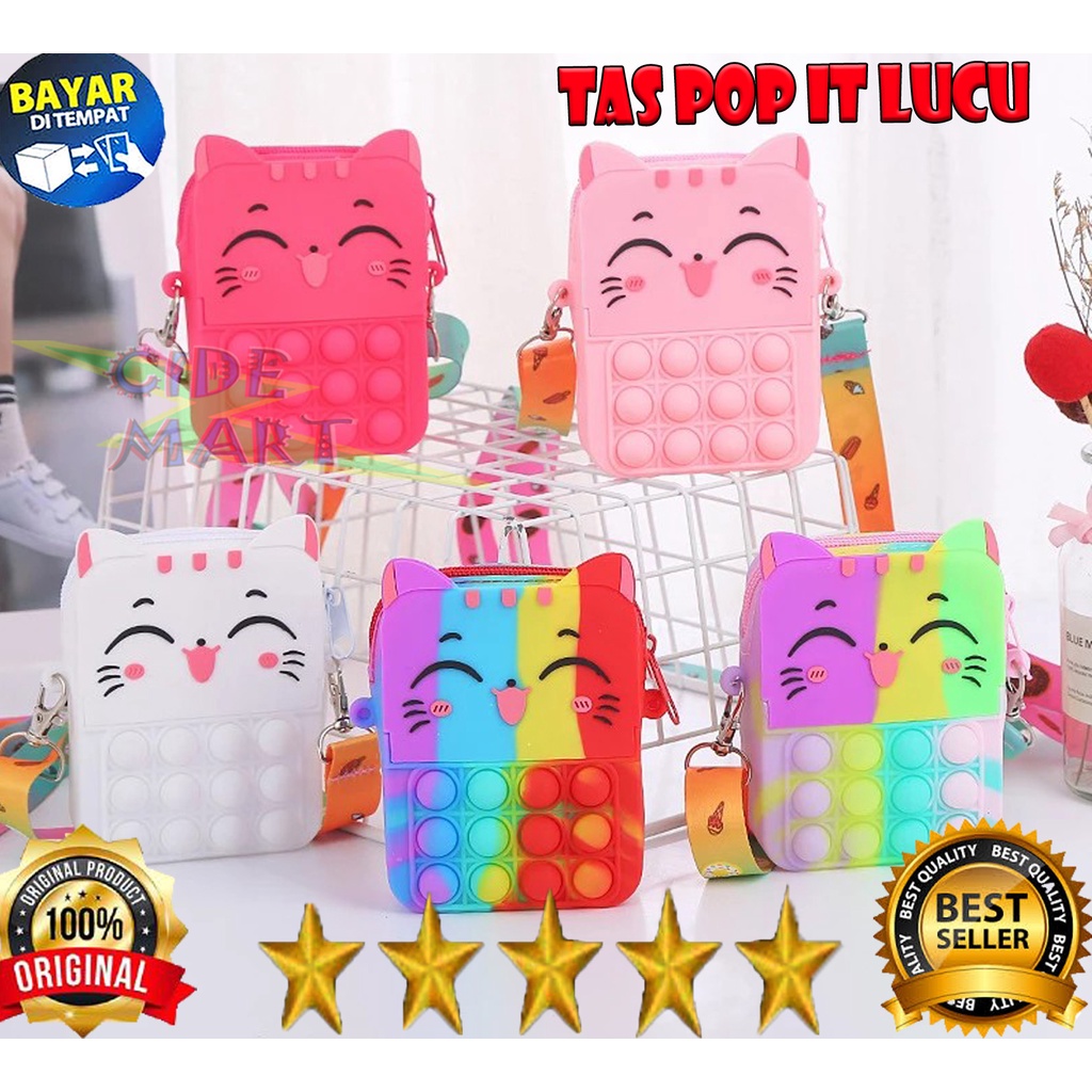 Tas Pop it Anak Lucu Import - Tas Selempang Anak Karakter - Tas Pop It Terbaru Import - Tas Anak Lucu Pop It Fidget Toys