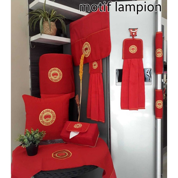 Tutup Kulkas/ Pegangan Kulkas/ Sarung Bantal/ Serbet/ Table Runner Imlek Lampion