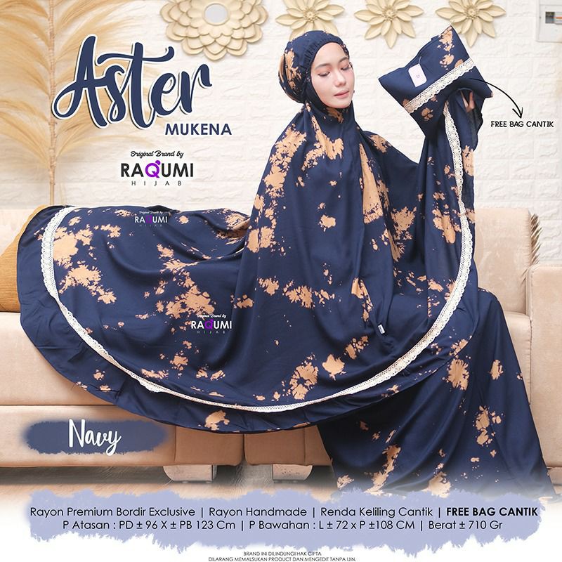 Aster Mukena Original Brand by Raqumi Hijab /Mukena Dewasa