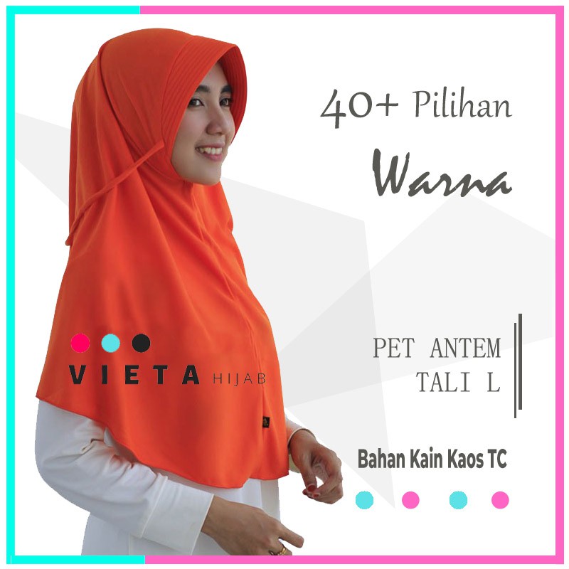 Jilbab Simple Pet Antem Tali L Vieta Hijab Instan Syari Bahan Kaos Bergo TC Termurah
