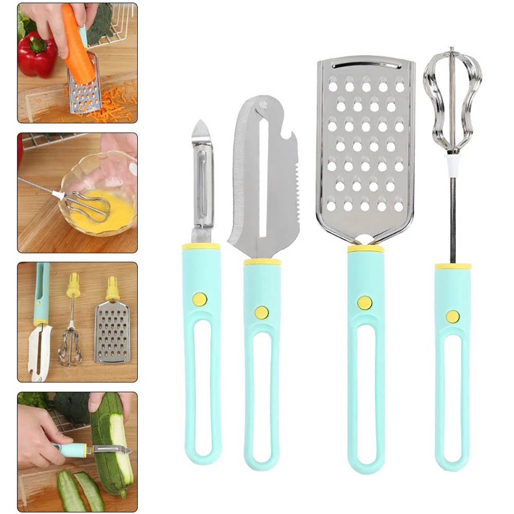 Alat Dapur 4 In 1 Serbaguna Multifungsi  Peeler (Pengupas)  Grater (Parutan) Whisk (Pengaduk) Pisau (Knife) RANDOM