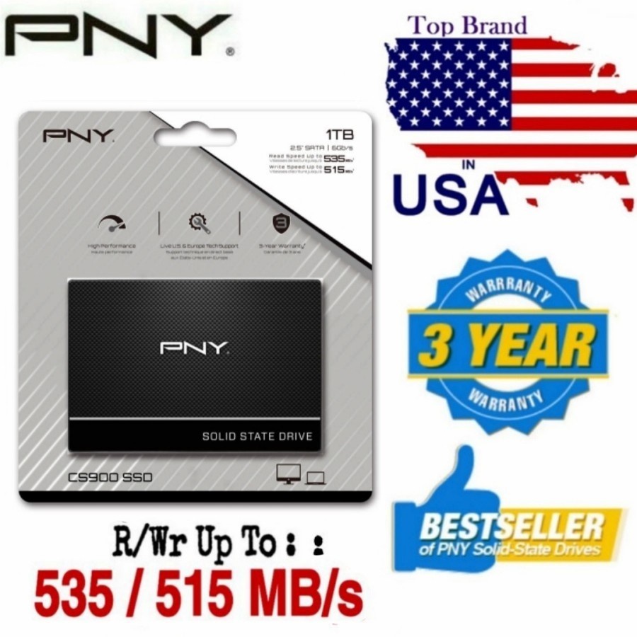 PNY SSD CS900 Series 2,5 in SATA III 500 GB - 1TB NEW