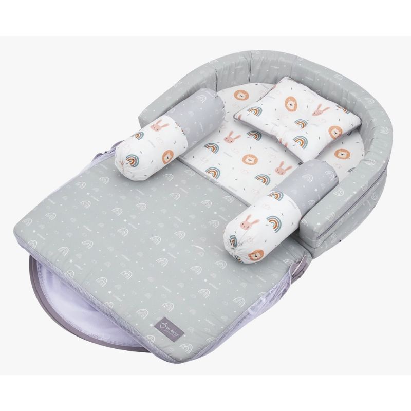 Omiland kasur lipat bumper bayi rainbow series