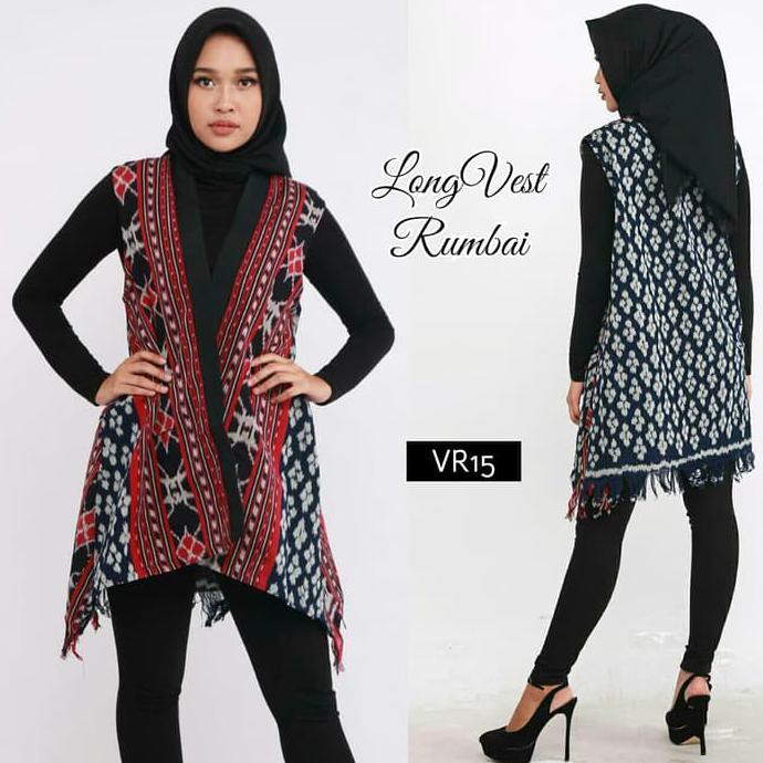 Terbaru Tenun Long Vest Rumbai Ethnic Cardigan Batik Etnik Cardi Outer Outwear Sale