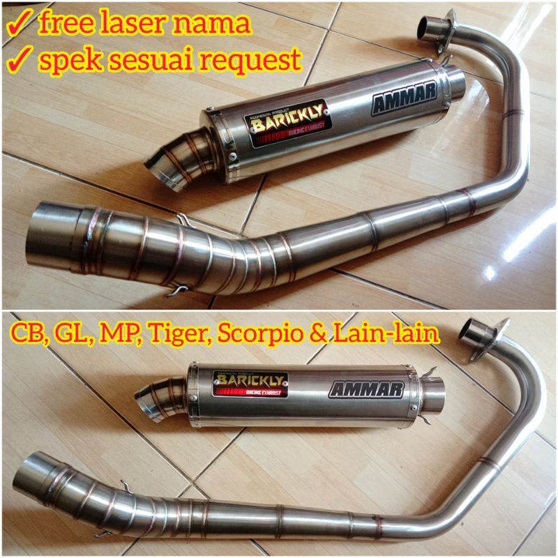Knalpot Herex Up 200cc Custom CB GL 100 Megapro Scorpio Tiger 200 250 300 cc Herex Max Pro