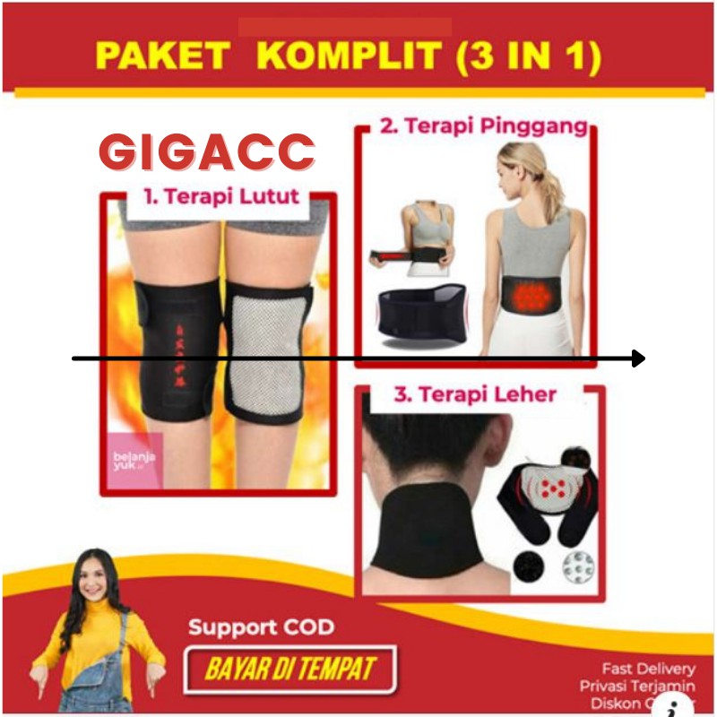 Terapi Pemanas Lutut Dengkul Kaki magnetik / Deker Alat Terapi Sakit nyeri magnetik pinggang leher