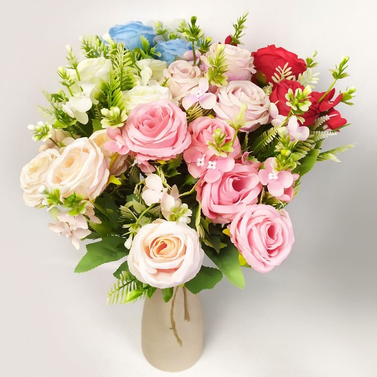 Bunga Mawar Plastik 4 Kuntum Rose Artificial Bunga Palsu Import