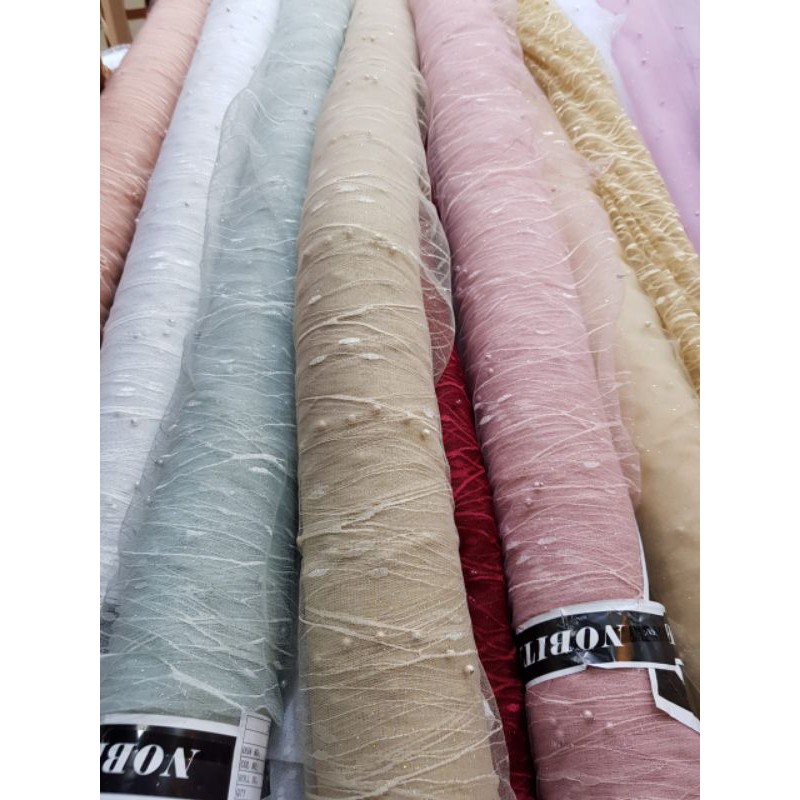Kain tule akar gliter / Tile akar mutiara / Bahan kebaya tile akar mutiara / TILE NOBITA