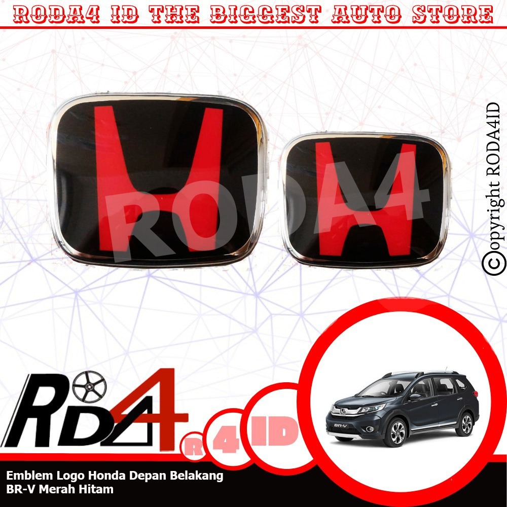 Emblem Logo Honda Depan Belakang BRV Hitam Merah