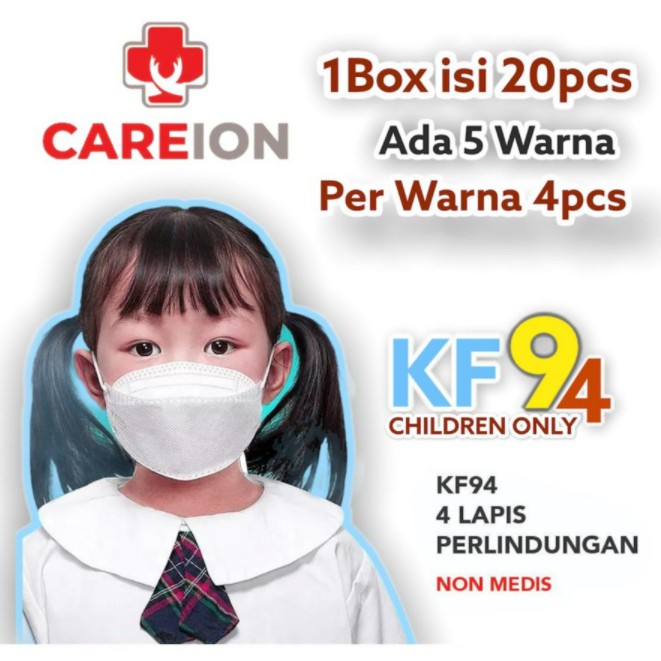 Disposable Mask EVO Anak Motif KF94 BFE 95% Masker Kesehatan wajah Kids 4ply COWO/CEWE ANAK isi 20PC