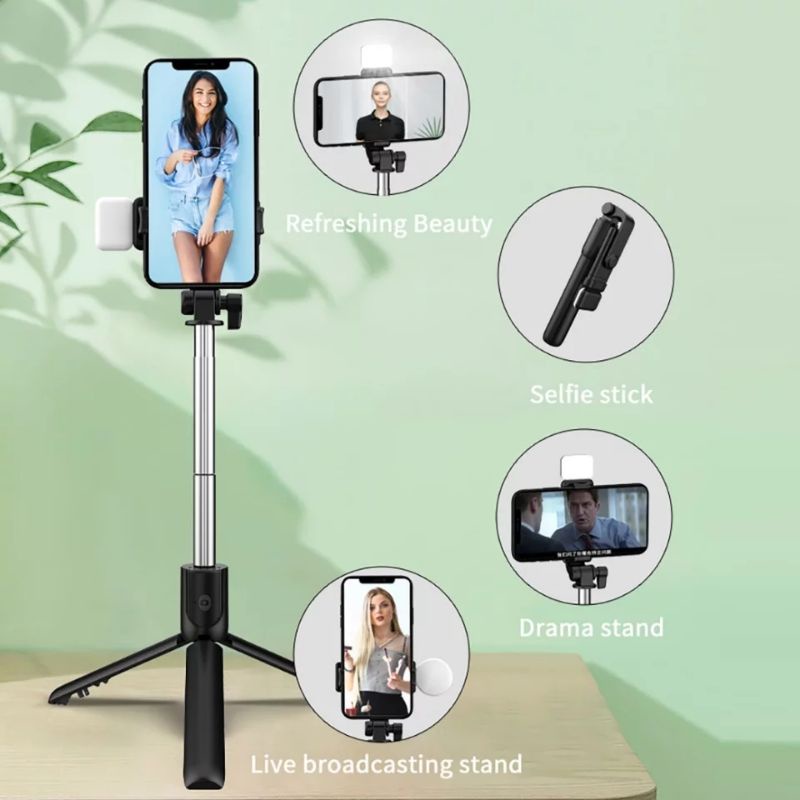 Tongsis Tongkat Selfie StickTripod Bluetooth Black Platinum K07