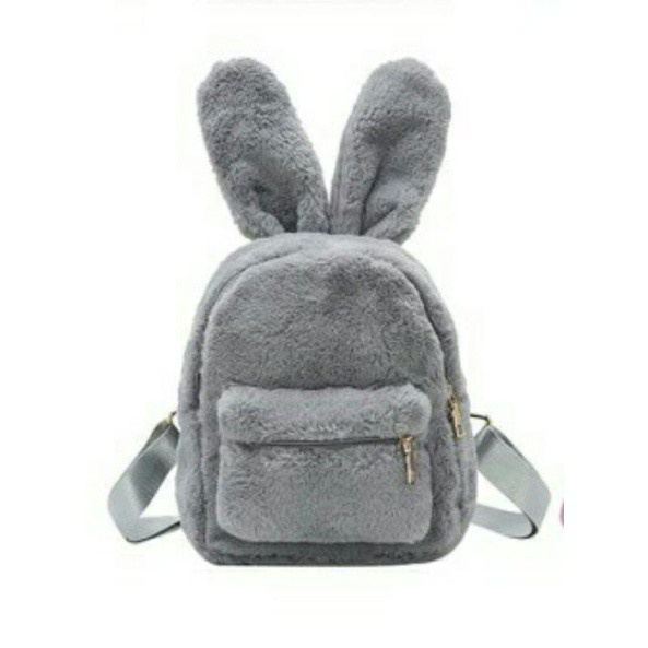 TAS RANSEL FASHION WANITA ANAK DAN DEWASA KELINCI LITTLE BUNNY BAHAN BULU HALUS TALI ADJUSTABLE