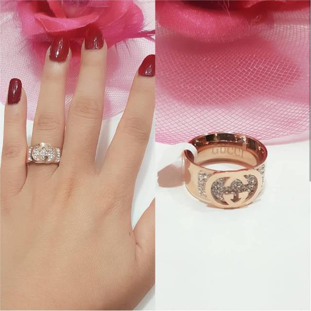 Cincin Guccix Titanium Premium Size 6 7 8  Anti karat anti alergi