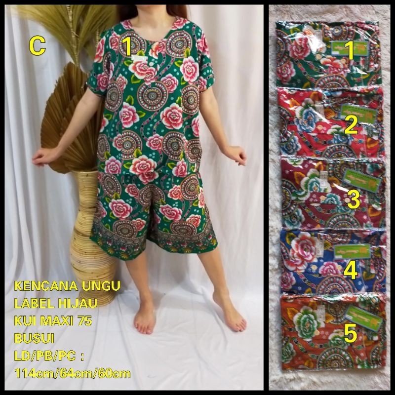 Baju Tidur Setelan Kulot Maxi 75 Label Hijau Busui Kencana Ungu