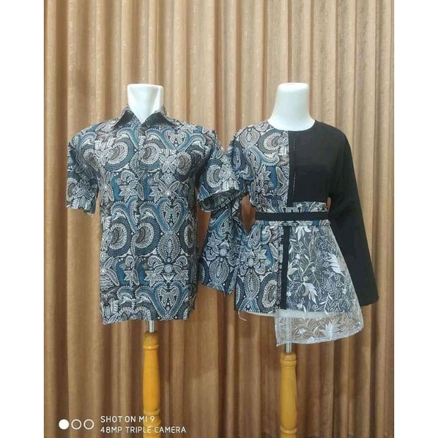 COUPLE BAJU BAJU BATIK WANITA MODERN KATUN MIX BROKAT TILE+