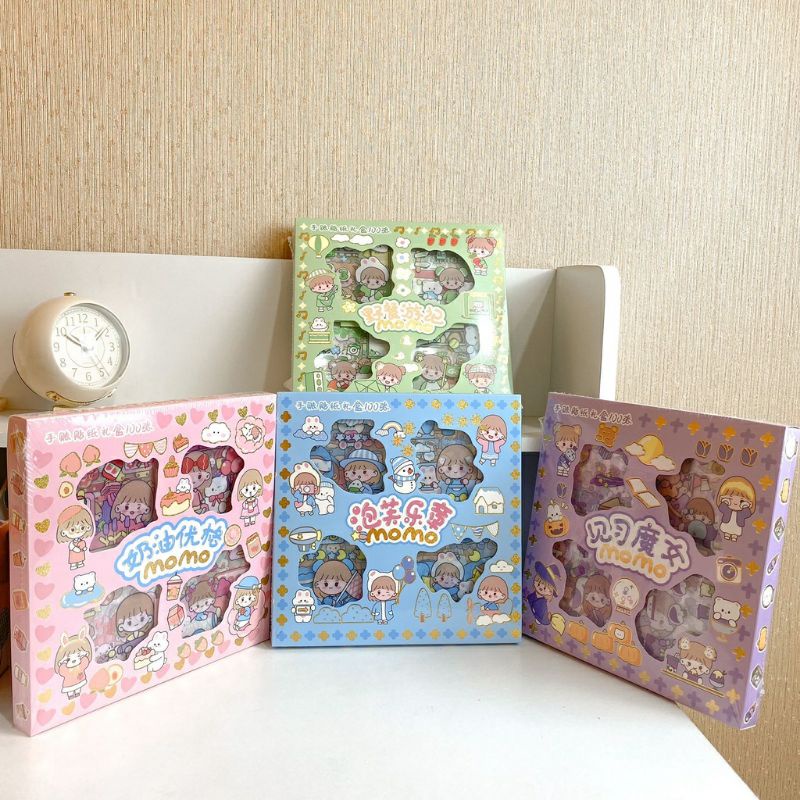 Stiker Box Merk Senmu 1 Box isi 100 Lembar / Sticker Sen Mu Bening Waterpoff  Untuk Dekorasi Giveaway Kado Mainan Lucu Anak