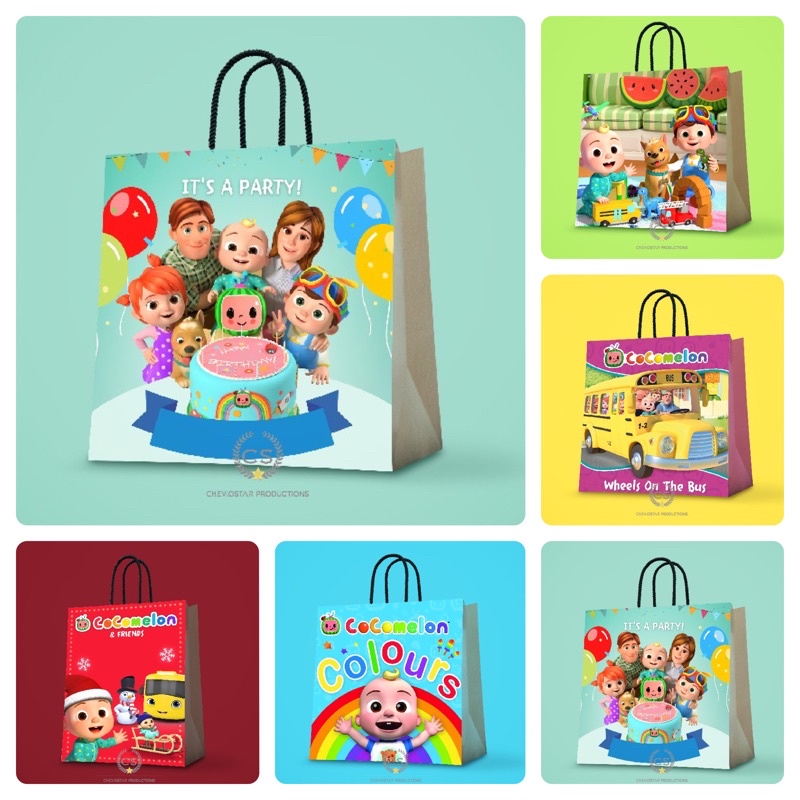 

Paper bag Custom Kado Ulang Tahun Anak Cocomelon Tas Kertas Bungkus Kado Shopping bag Goodie bag Tas kado Souvenir Birthday