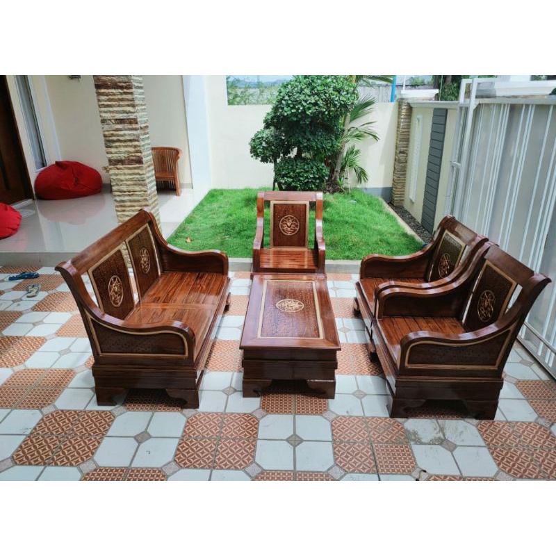 1SET KURSI RUANG TAMU GAJAH MINIMALIS NATURAL BAHAN KAYU JATI JEPARA-2