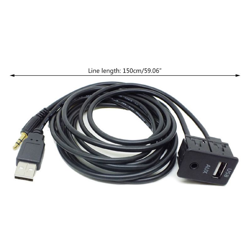 Cre Kabel Adapter Extension USB Port Panel AUX 3.5mm Panjang 1.5M Untuk Dashboard Mobil