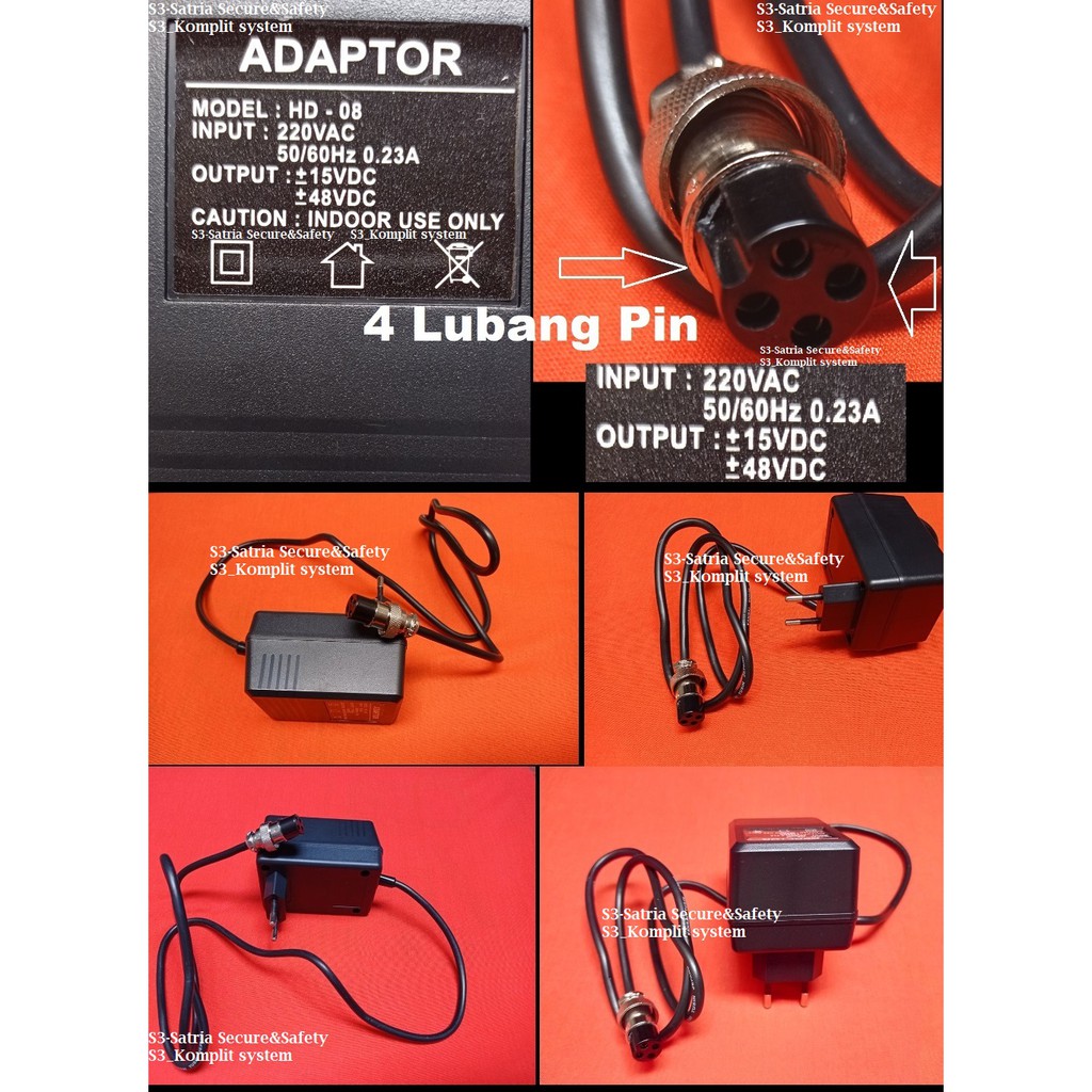 adaptor 15v 48v 4 lubang Pin 0.23a power supply mixer 15V&48V 15V48V