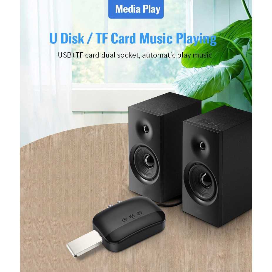 Audio Bluetooth 5.0 Receiver Adapter NFC RCA AUX Koneksi Wireless Bluetoth Universal Bluetoot Receiver Audeo Spiker Blutut Smartphone