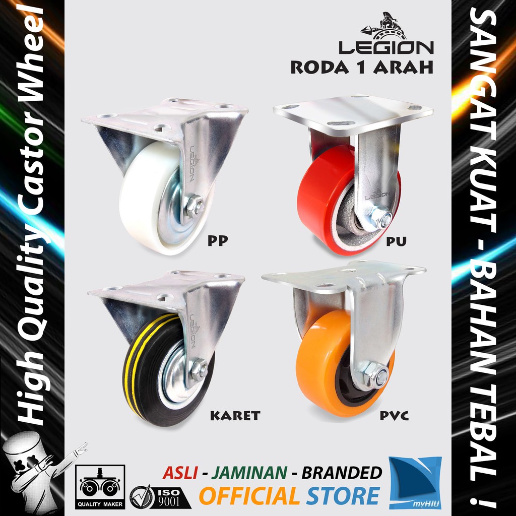 Roda Lori 8&quot; inch / 200 mm 1 Arah Besi Caster Troli - Trolley RIGID Castor Wheel LEGION