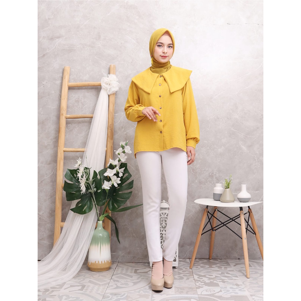 GROSIR MURAH Kemeja Tunik Wanita Kancing Depan Busui Friendly