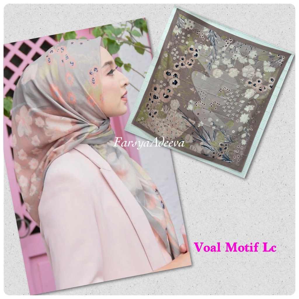 Kerudung segiempat motif terbaru segiempat motif deenay kw bahan voal grosir segiempat motif termurah Safa Hijab-LAMUN PEACH