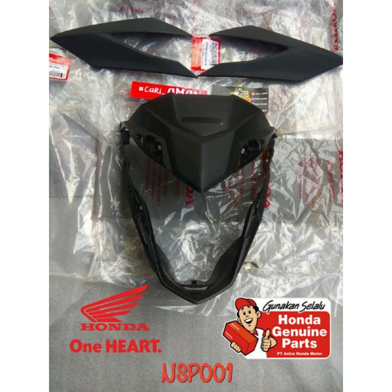 COVER BTAOK LAMPU DEPAN + ALIS KUPING COWL KIRI KANAN HONDA SONIC 150 KEPALA  HITAM DOF ORI