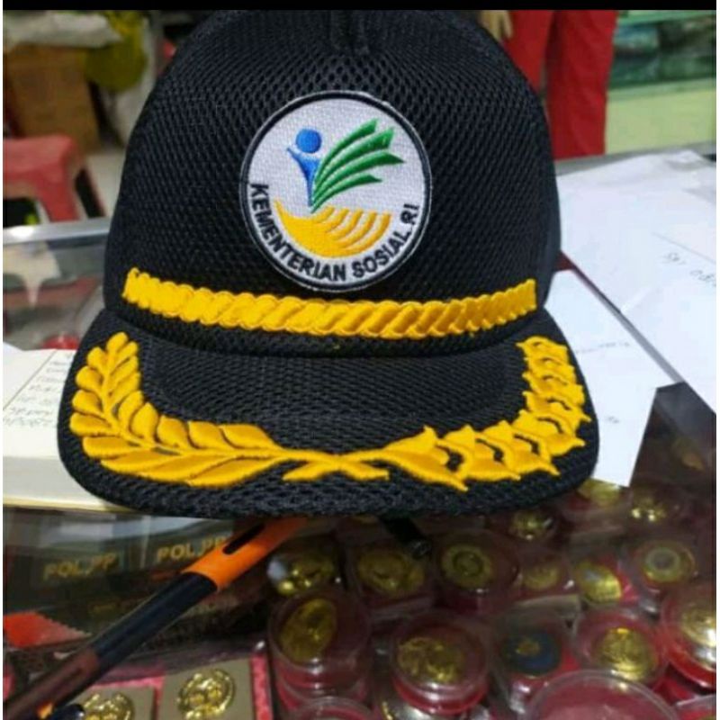 Topi jaring kemensos kementerian sosial RI FREE BORDIR NAMA bonus