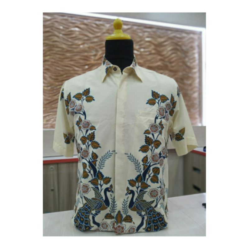 Kemeja Batik Pria Lengan Pendek Motif Merak Geranium - Pangestu Batik