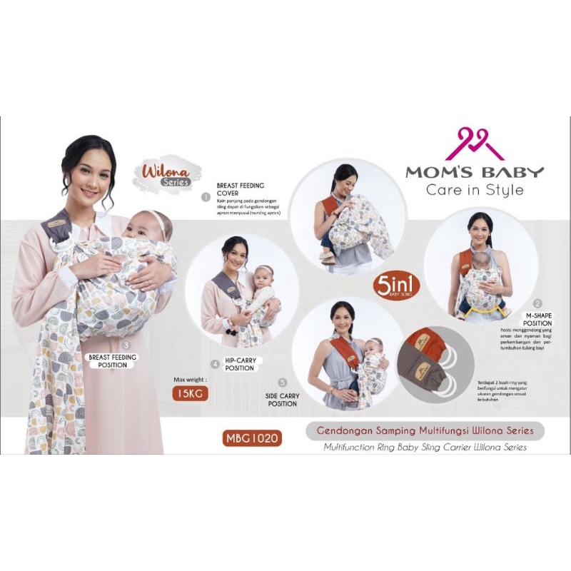 Moms Baby Gendongan Samping Multifungsi Wilona Series, Aurora Series, Nikita Series, Cloudy Series - Gendongan Bayi Ring Sling