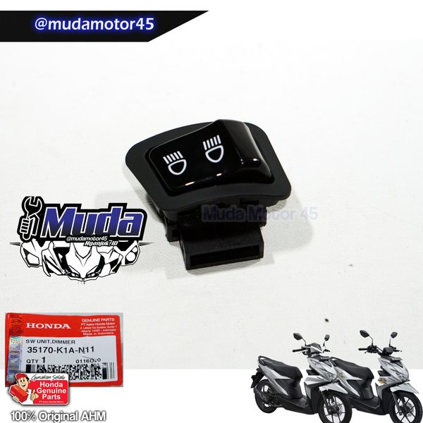TOMBOL DIM BEAT LED STREET 2020 35170-K1A-N11 SWITCH UNIT ASSY DIMMER ORI GINAL HONDA AHM SAKLAR SAK