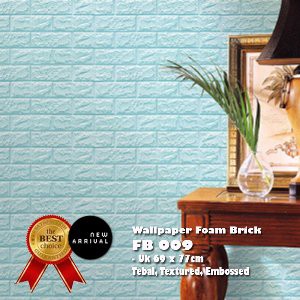 Terlaris  SALE 3D Foam Brick Wallpaper TEXTURES EMBOSSED   Biru Muda Berkualitas