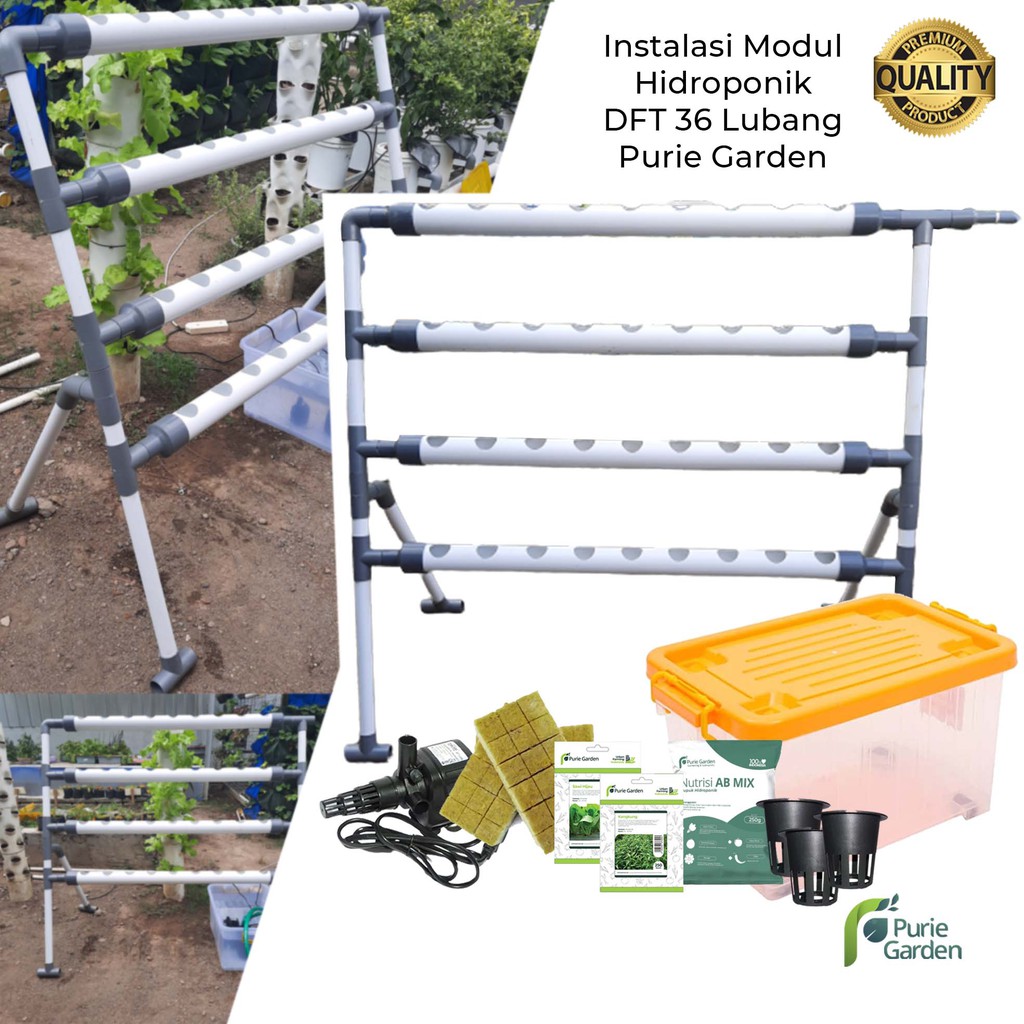 Paket Instalasi Modul Hidroponik Premium Food Grade DFT 36 Lubang Purie Garden PG KDR