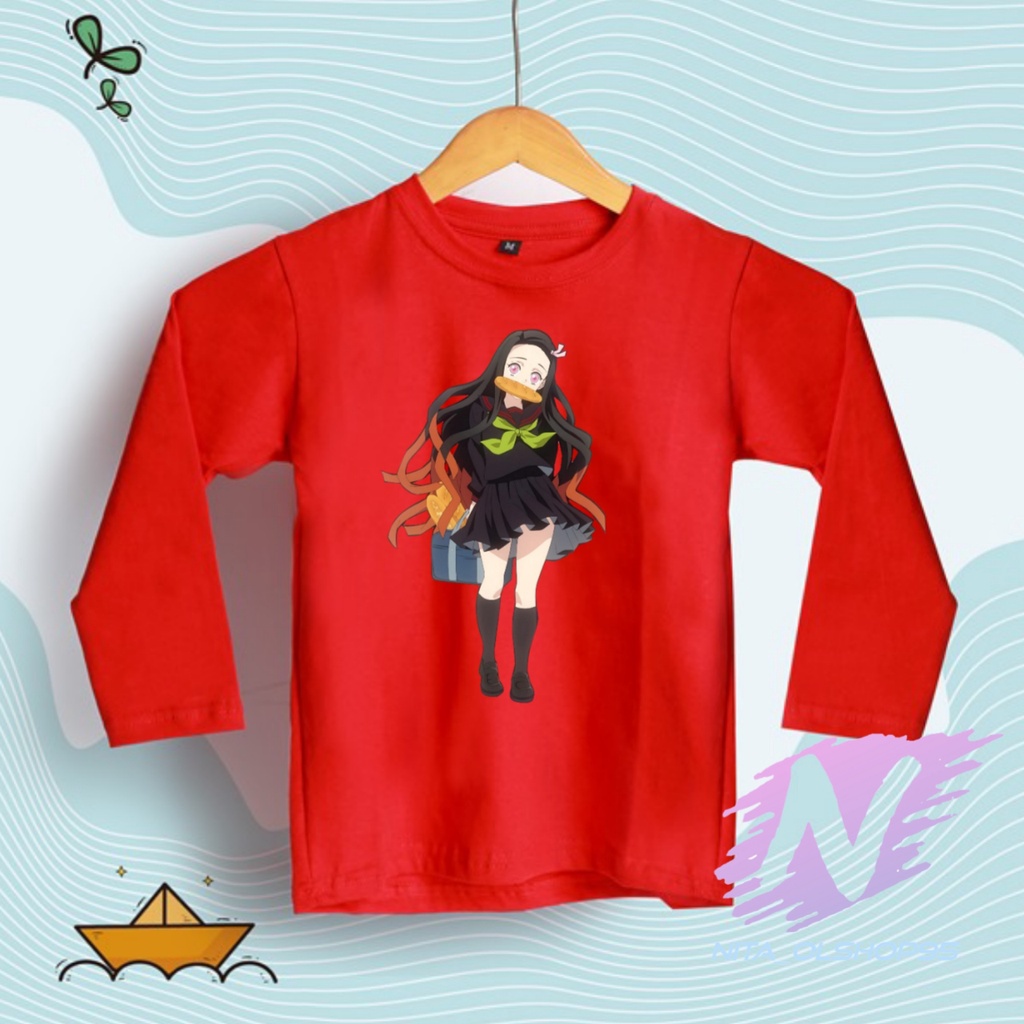 kaos nezuko lengan panjang baju anak anime