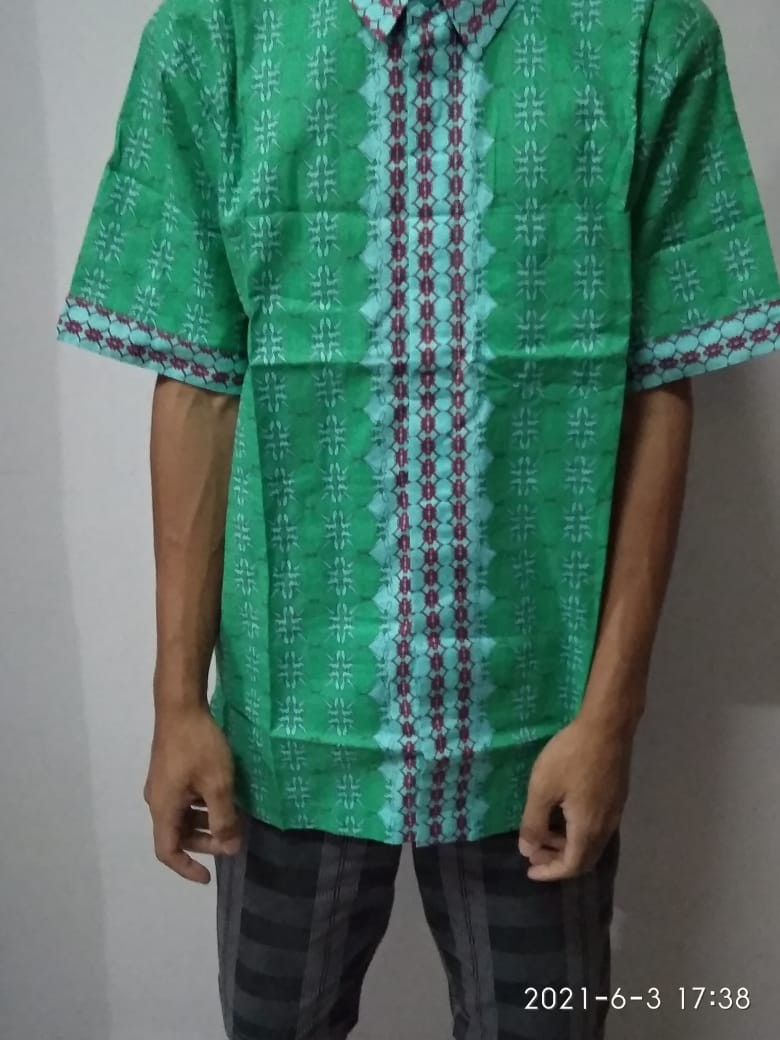 Trolis Anak Sd Sma Remaja Dewasa Grosir Batik Wanita Cewek Hijau Atasan Lengan Pendek 7/8 Blgr