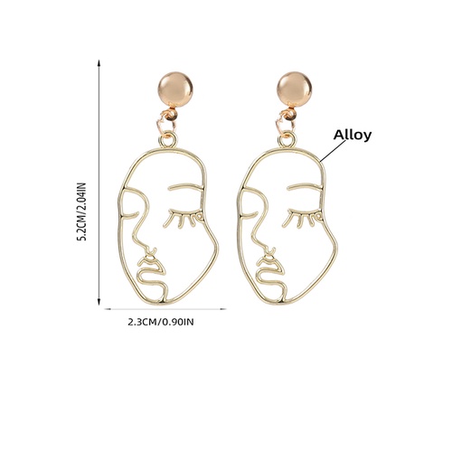 LRC Anting Tusuk Fashion Hollow Alloy Face Earrings V34807